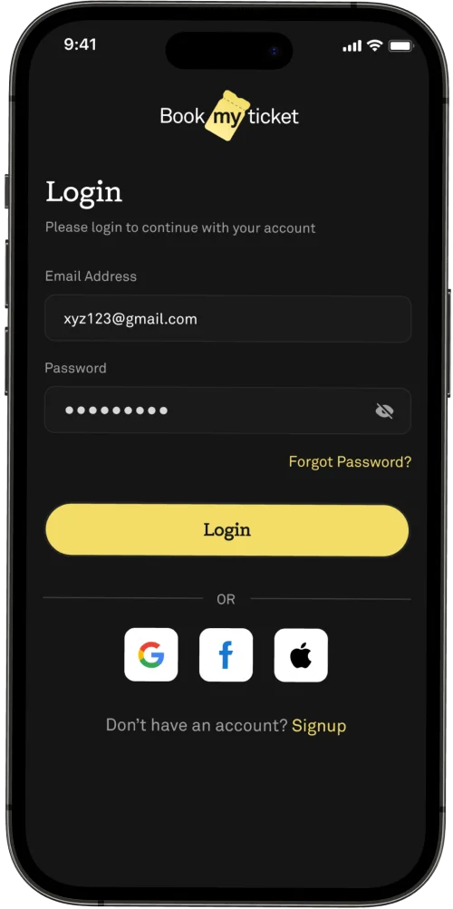 login screen